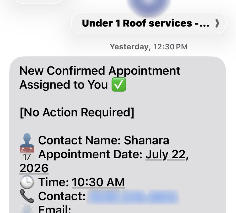 Confirmed appointment notification