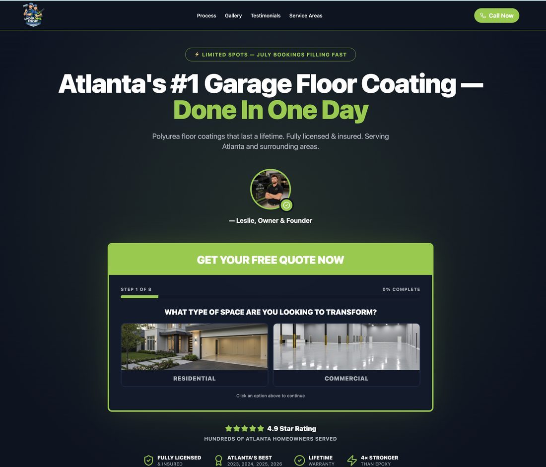 Under One Roof Services appointment funnel