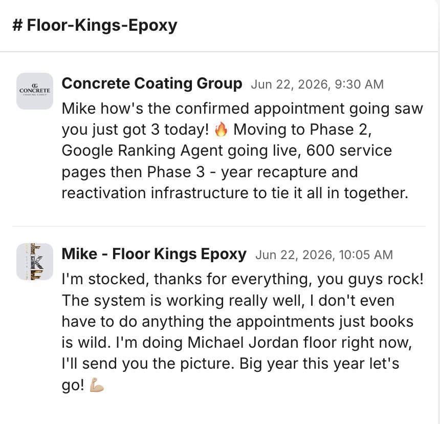 Mike, Floor Kings, in our Slack